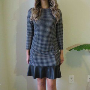 Michael Kors Plaid Dress with Leather Extra Small